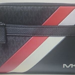 Michael Kors Black Belt Bag with Red and White Stripes